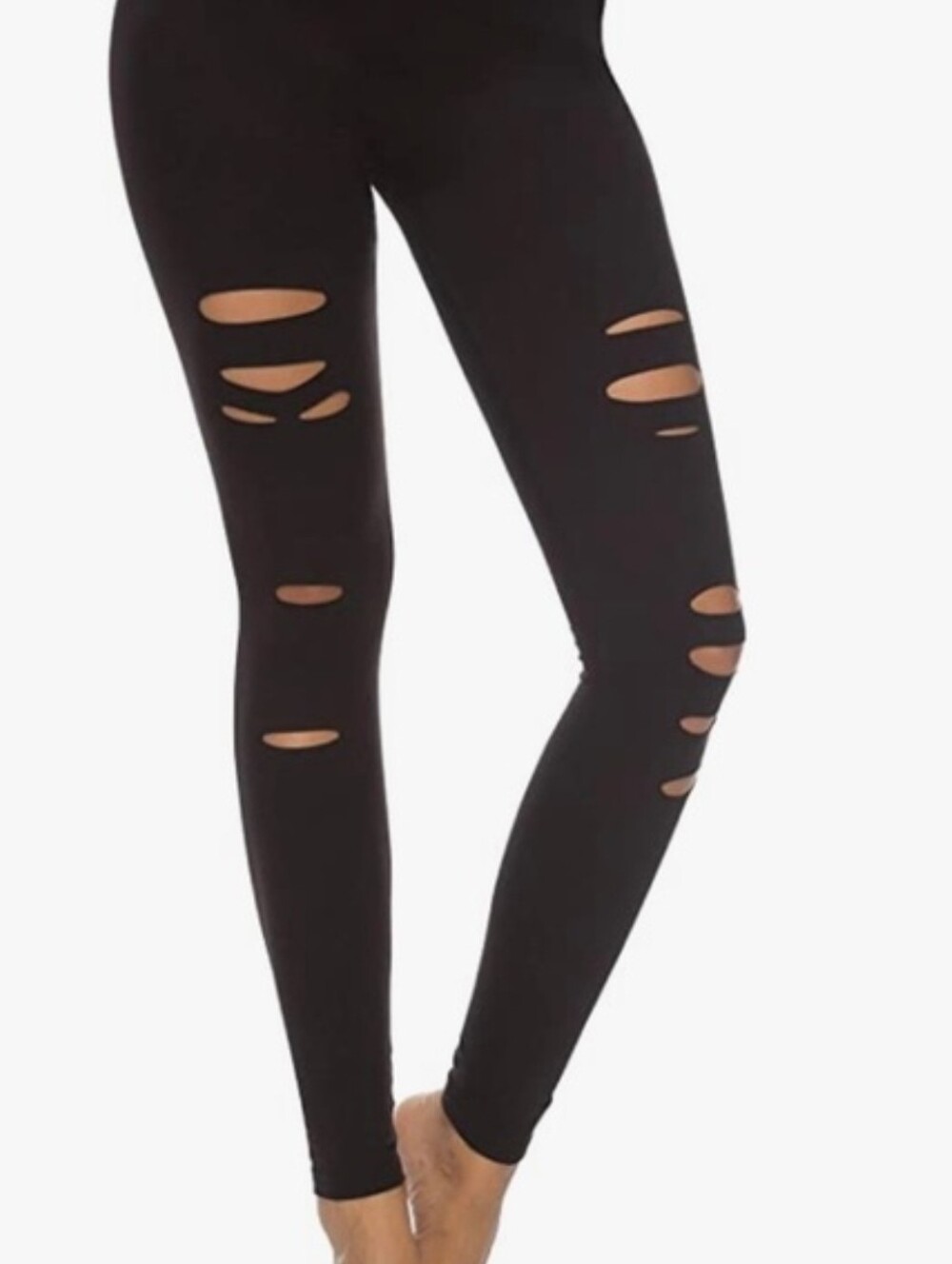 Dibaolong Ripped Leggings- Womens Size Medium- Black
